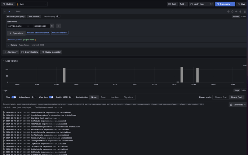 NestJS + Opentelemetry (Loki)