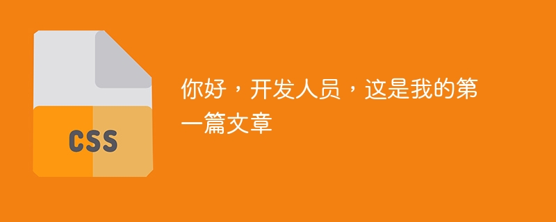 你好，开发人员，这是我的第一篇文章