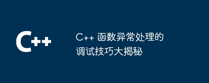 C++ 函数异常处理的调试技巧大揭秘