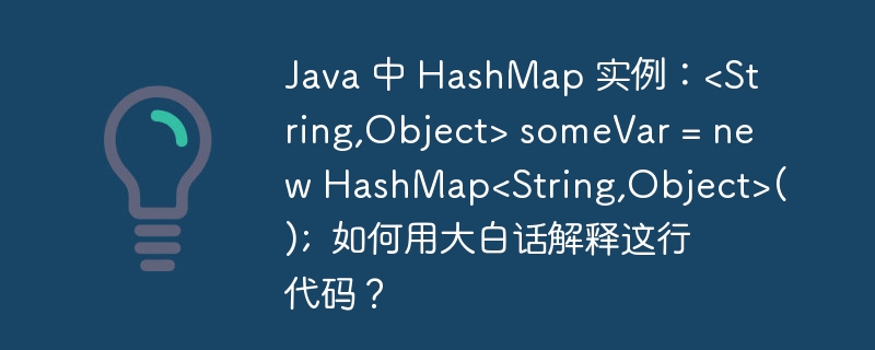 Java 中 HashMap 实例：<String,Object> someVar = new HashMap<String,Object>();  如何用大白话解释这行代码？