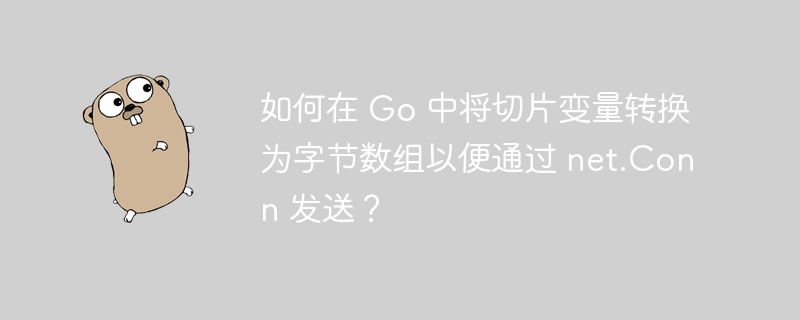 如何在 Go 中将切片变量转换为字节数组以便通过 net.Conn 发送？