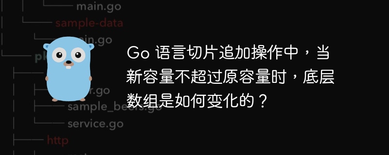 Go 语言切片追加操作中，当新容量不超过原容量时，底层数组是如何变化的？